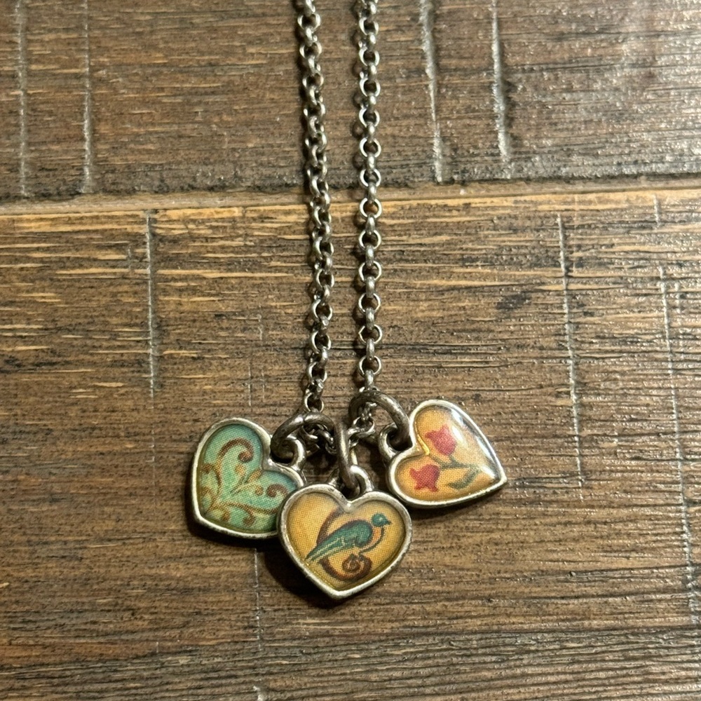 Brighton Heart Trio Pendant Necklace in Teal, Yellow & Orange